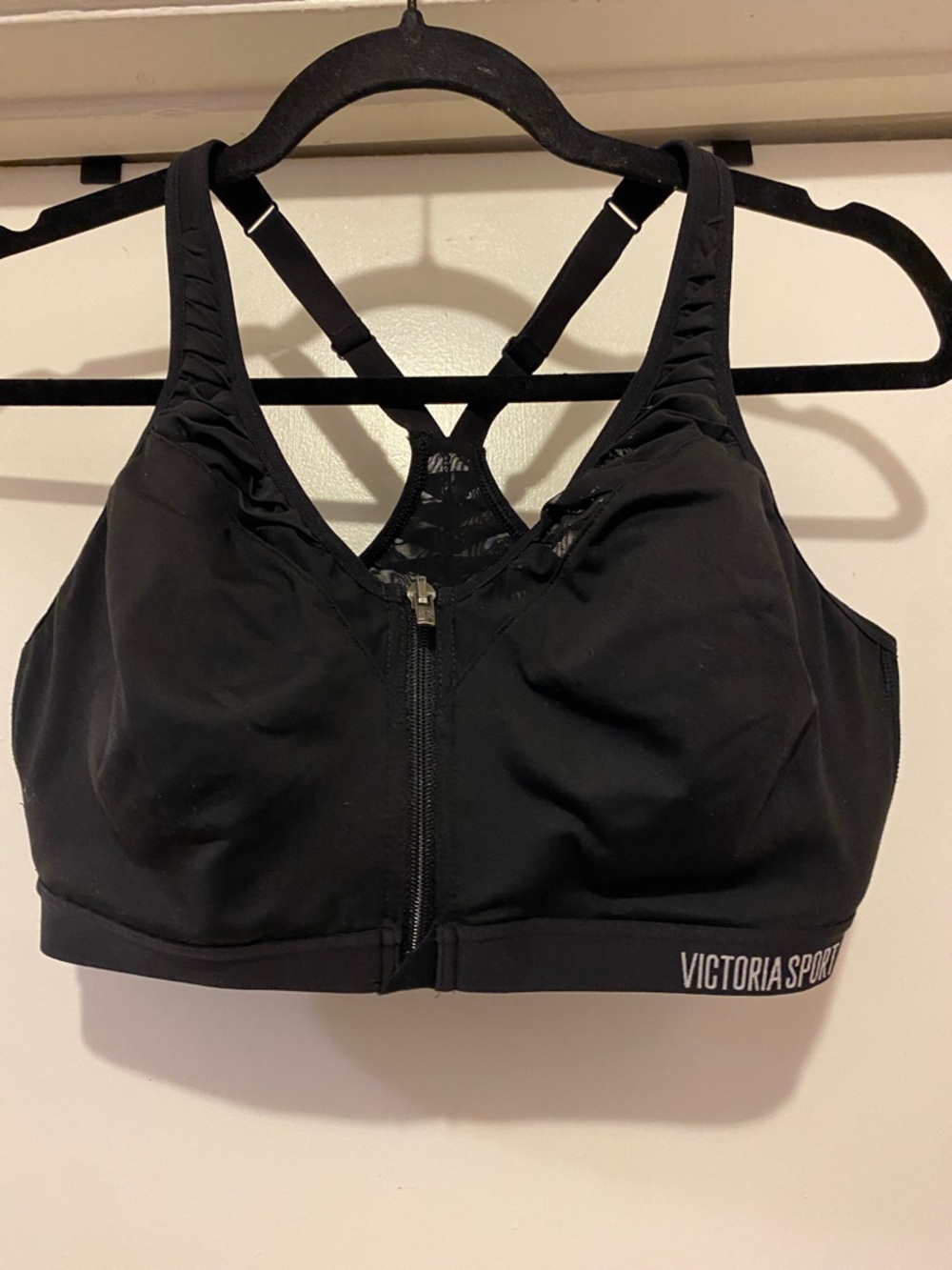 Victoria's Secret Black Front-Zip Victoria Sport Performance Bra